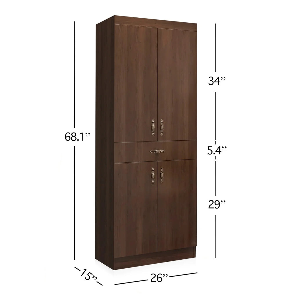 Living Skog Monti Food Pantry Storage Kitchen Cabinet with Adjustable Shelves and Drawer