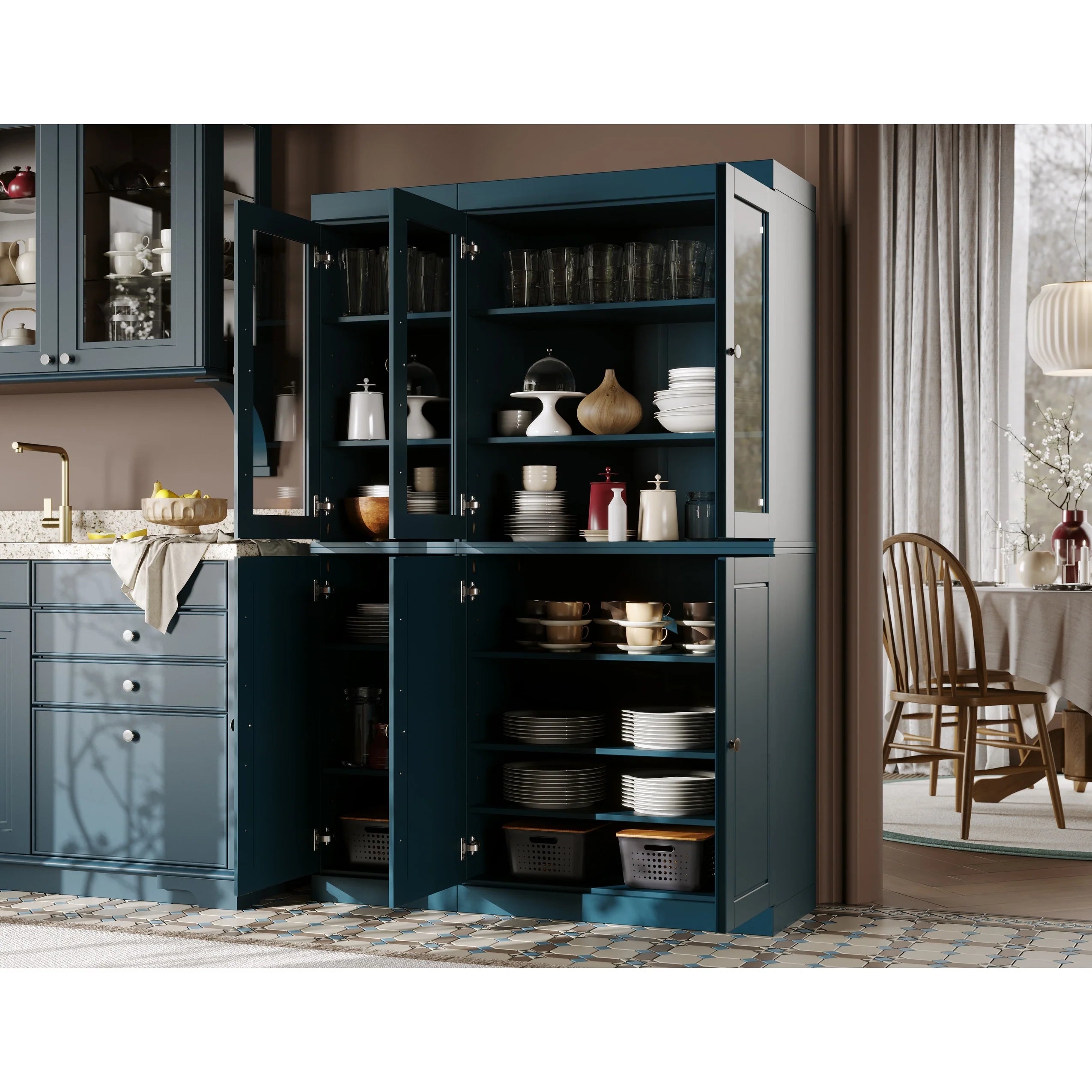 Palace Imports 100% Solid Wood 48.5" China Pantry Cabinet with Solid or Clear Glass Doors and Adjustable Shelves - 48.5" x 71.5"