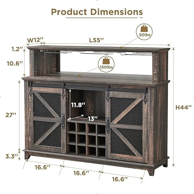 Farmhouse Coffee Bar Cabinet, Wine Bar Cabinet, Kitchen Buffet Cabinet