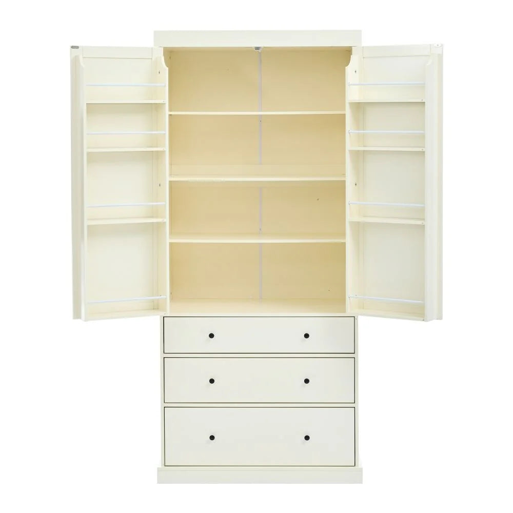 77 Inch Farmhouse Kitchen Pantry, Freestanding Tall Cupboard Storage Cabinet
