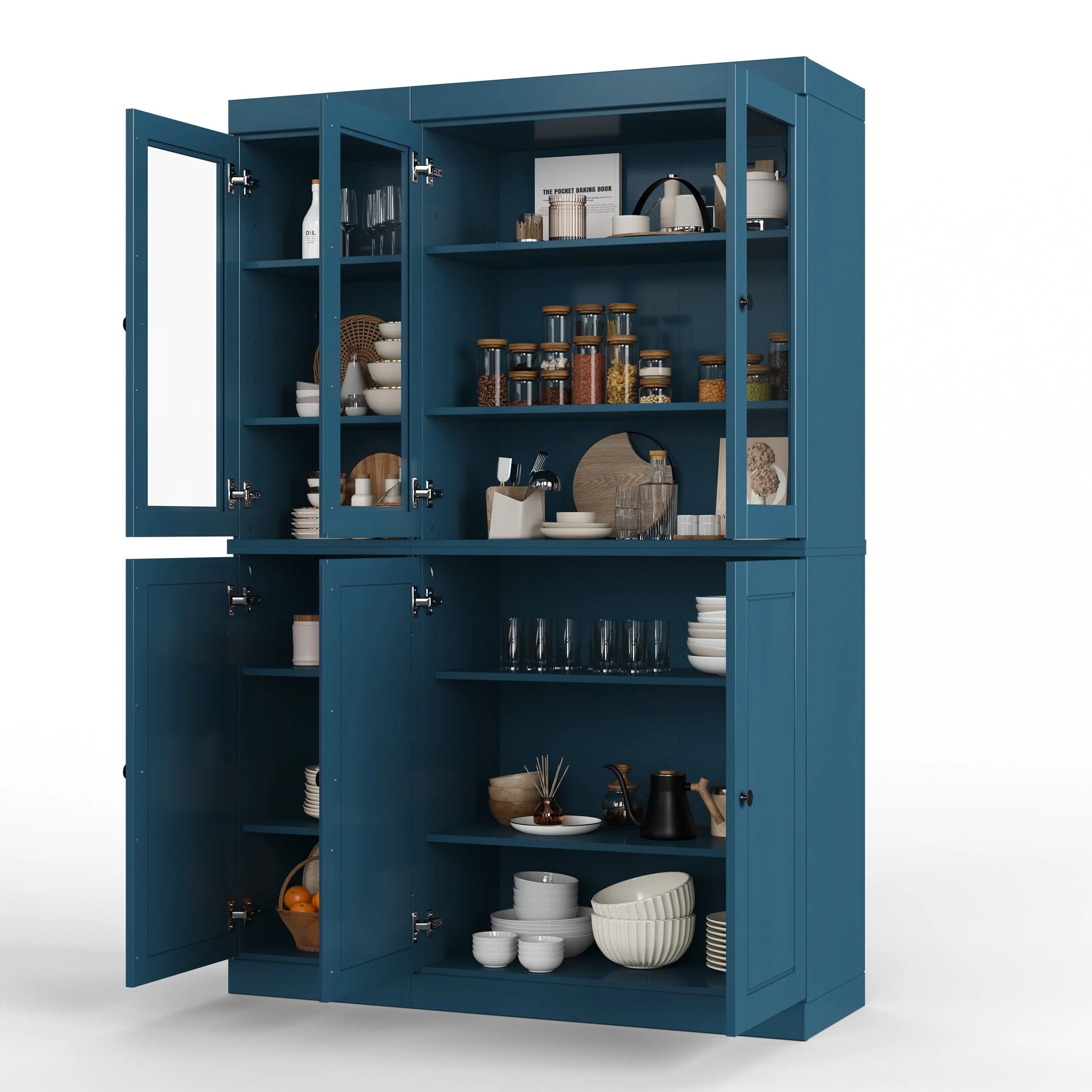 Palace Imports 100% Solid Wood 48.5" China Pantry Cabinet with Solid or Clear Glass Doors and Adjustable Shelves - 48.5" x 71.5"
