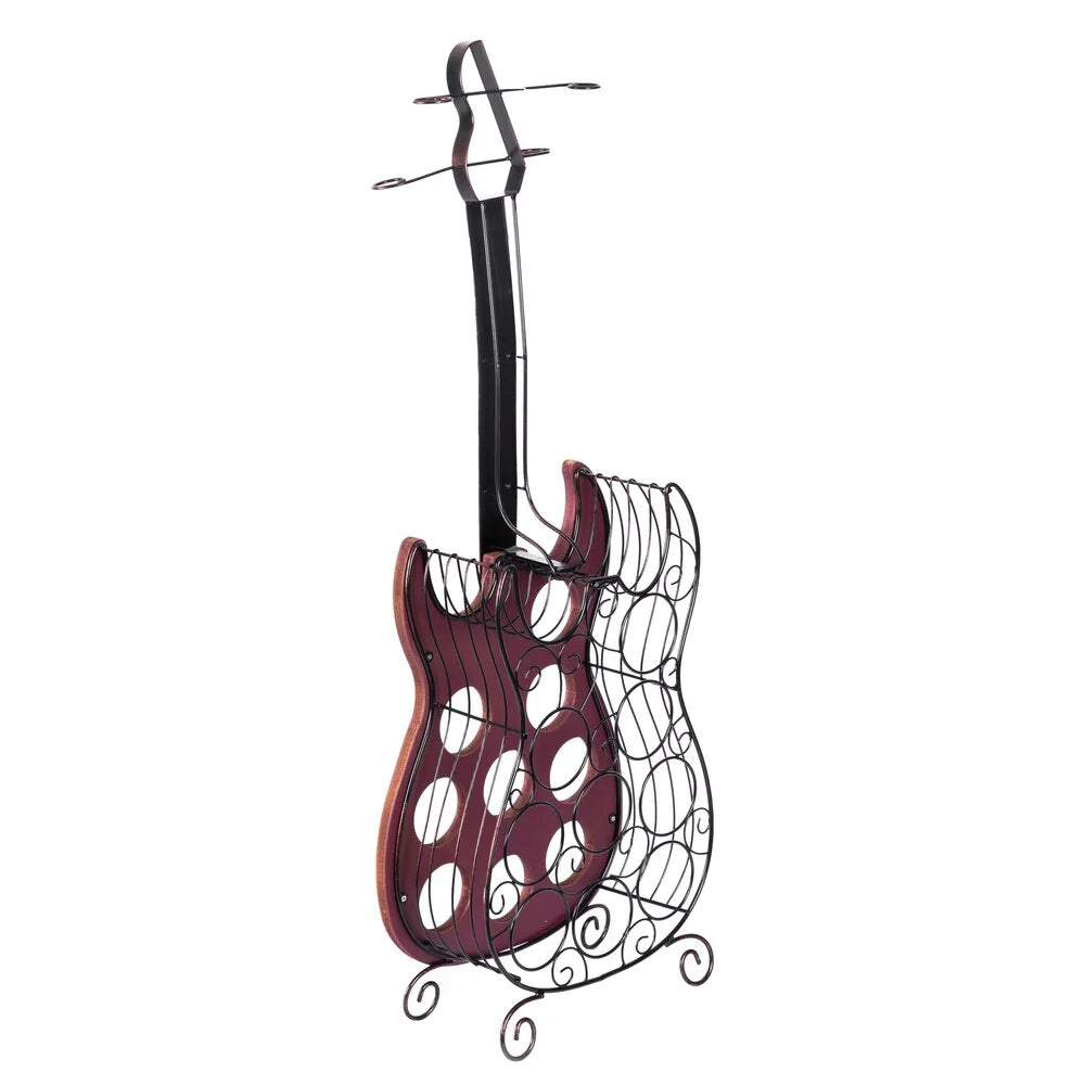 Vintage Guitar Shaped Freestanding Decorative Wine Holder