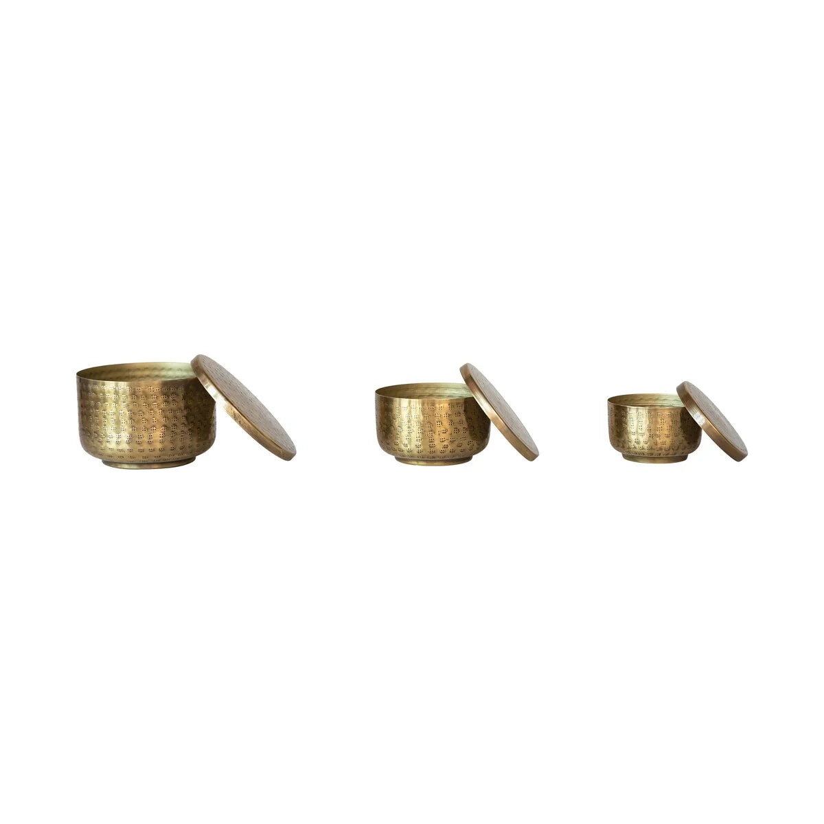 Hammered Debossed Aluminum Containers, Set of 3 - 6.0"L x 6.0"W x 4.0"H