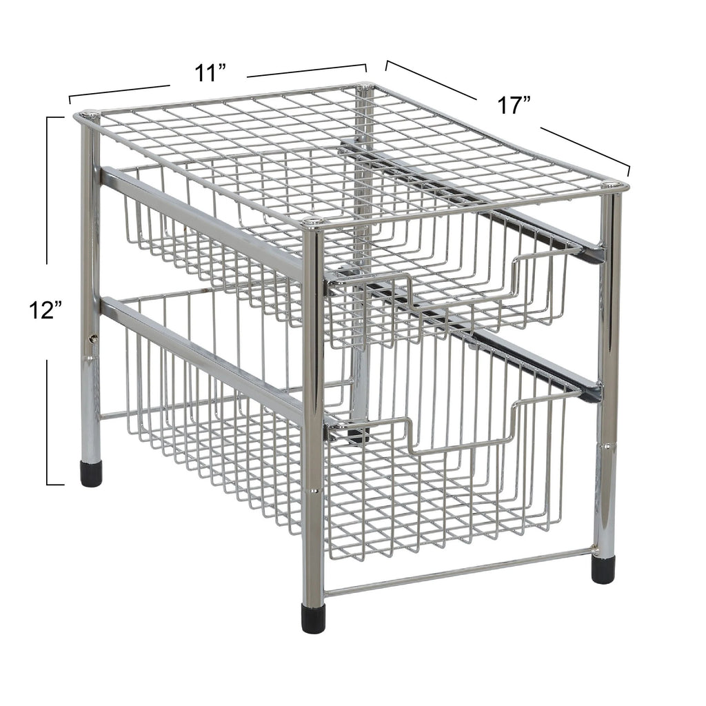 Household Essentials Silver Free Standing Double Pull Out Cabinet Organizer Shelf