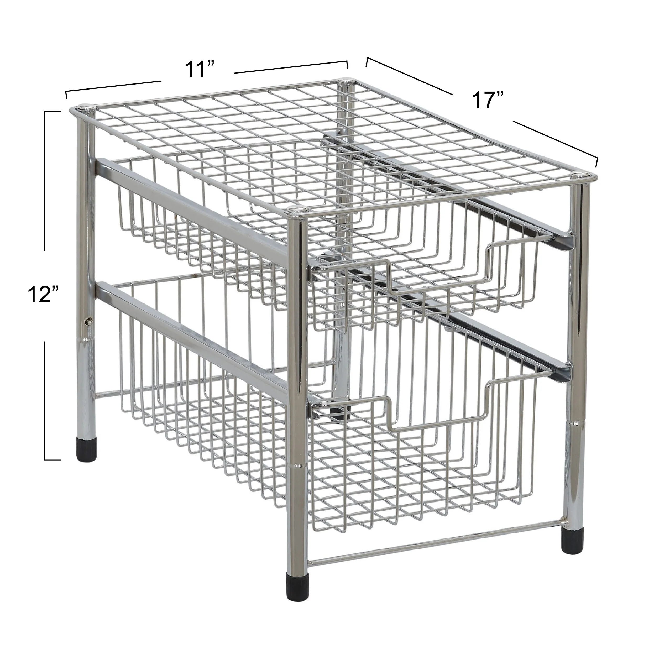 Household Essentials Silver Free Standing Double Pull Out Cabinet Organizer Shelf