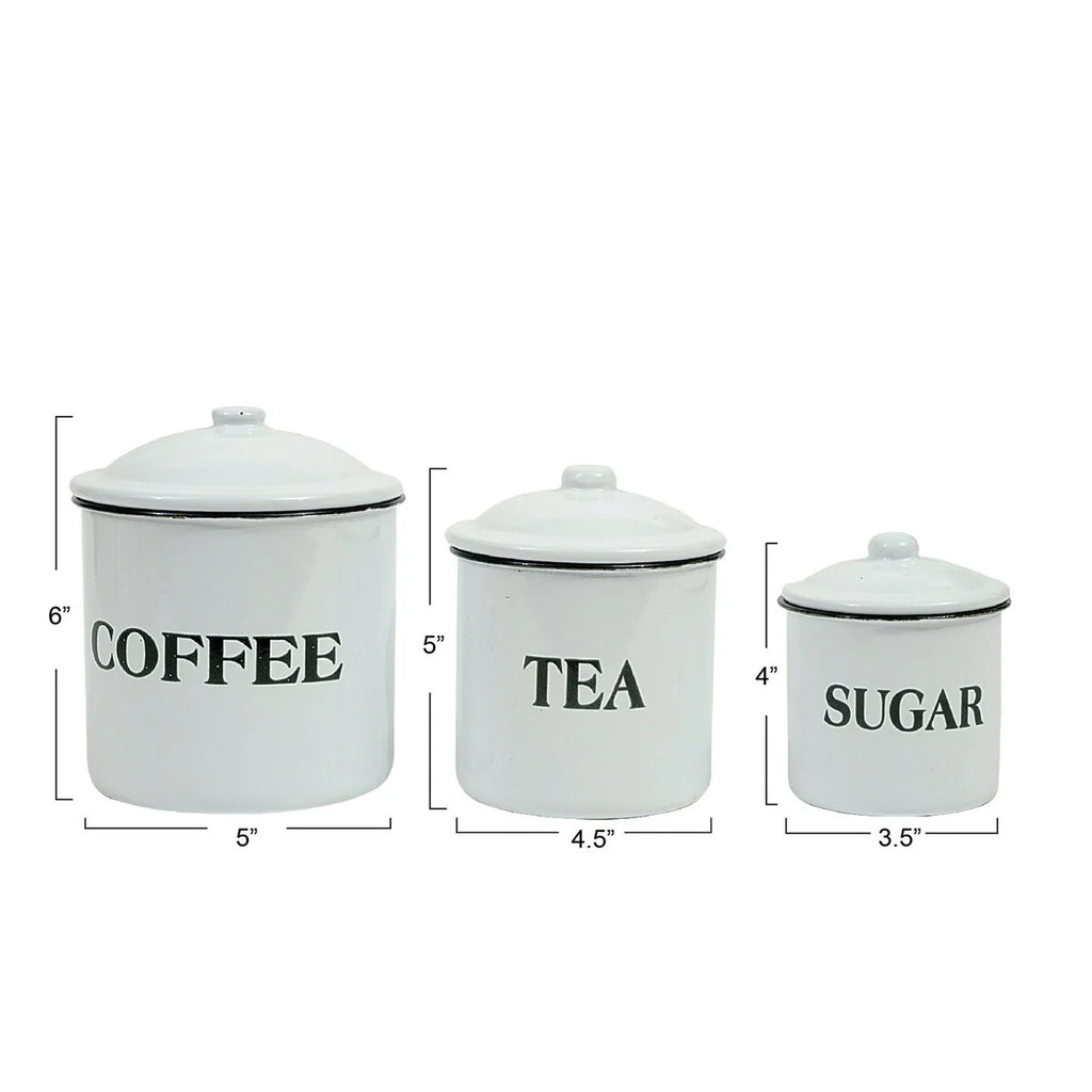 Metal Containers with Lids, Coffee, Tea, Sugar
