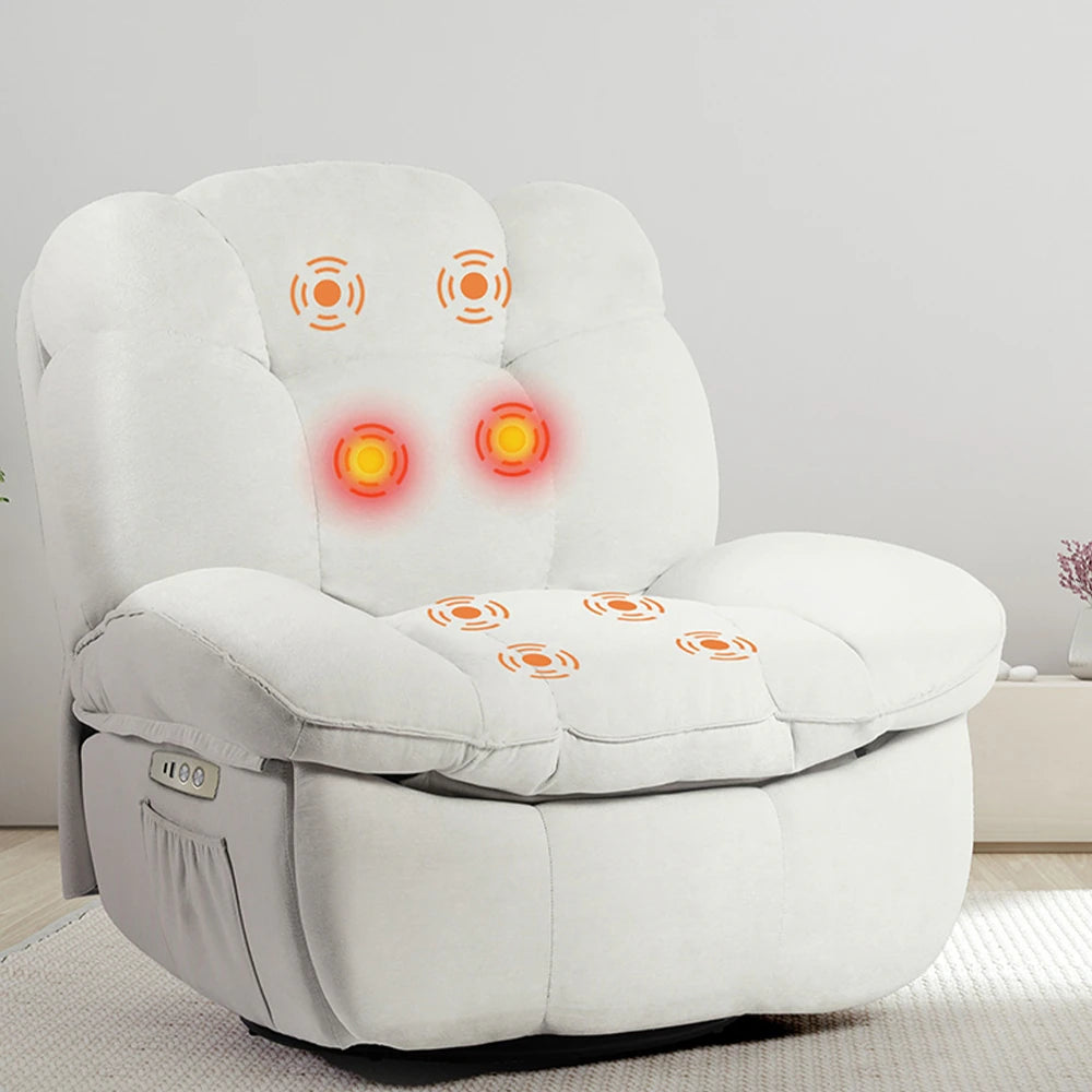 🔥 Heated Massage Power Recliner Chair – 8-Point Massage, 270° Swivel, Rocking & USB-C Charging