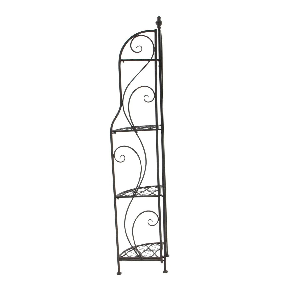 Metal Scroll Indoor Outdoor Arched Tall Folding Corner 4 Shelf Bakers Rack - Black - Roche River Decor
