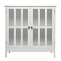 Transparent Door Free Standing Accent Storage Cabinet For Kitchen Dining White