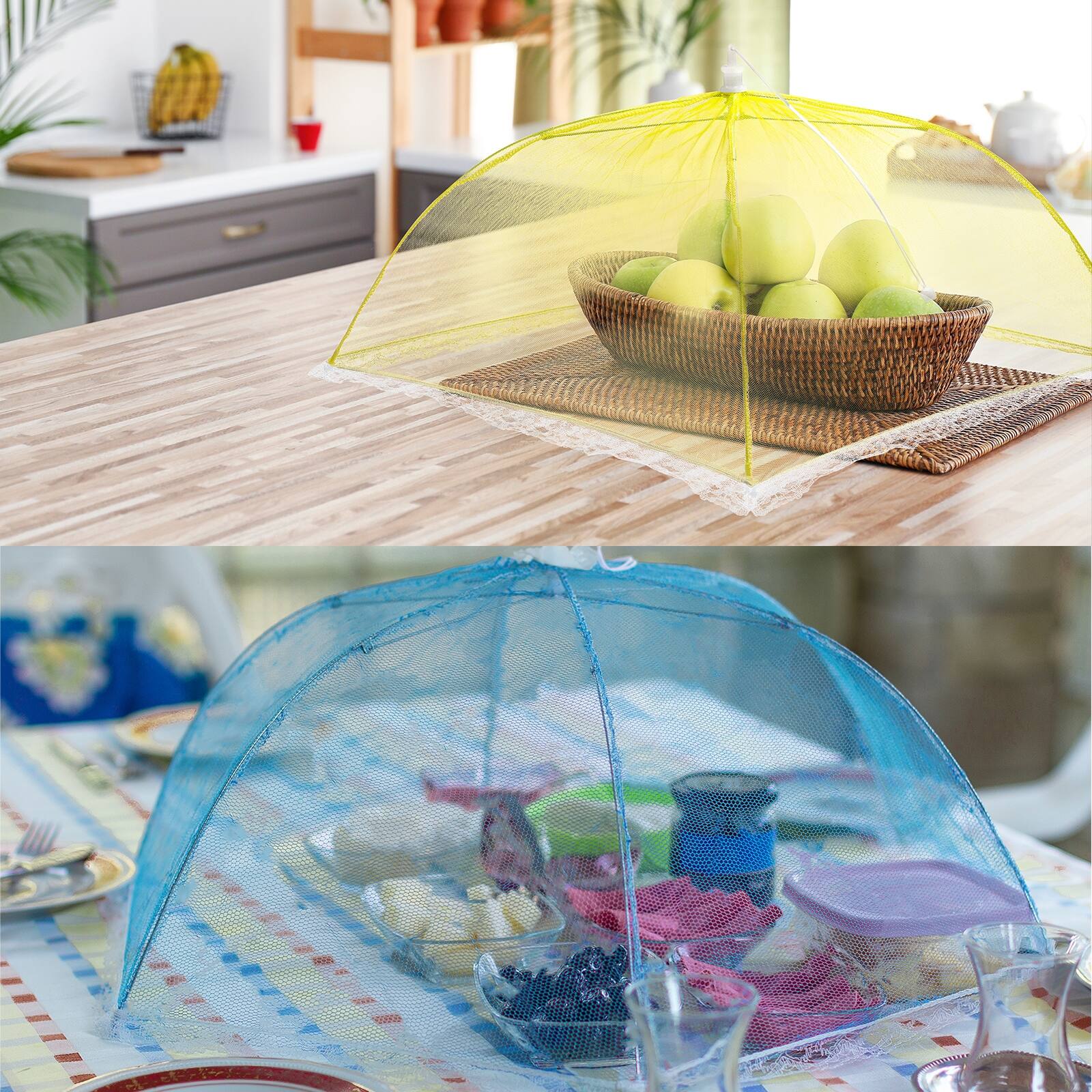 17"x17" Mesh Food Covers Set, 3 Pcs Collapsible Food Tent Umbrella