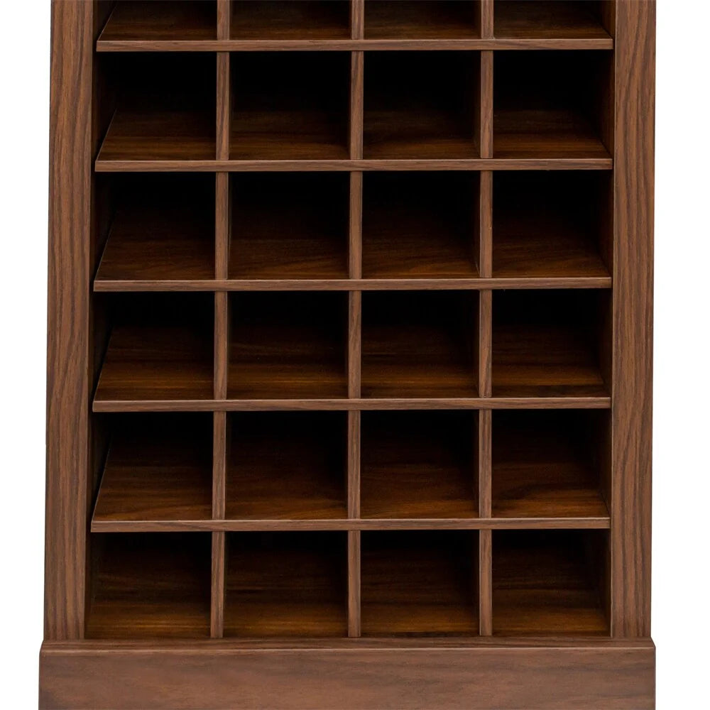 28 Slots Wood Wine Bar Cabinet with Storage Shelves - N/A