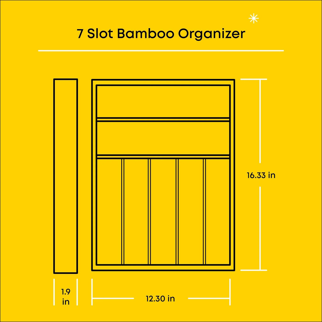 JoyJolt 7 Compartment Bamboo Drawer Organizer