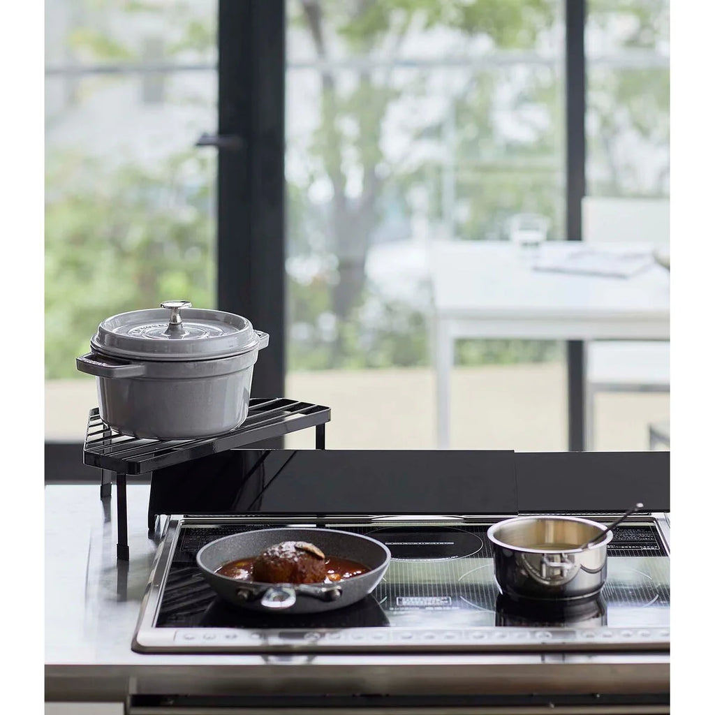 Yamazaki Home Corner Riser - One-Tier, Steel, Holds 11 lbs - L 8.86 x W 13.39 x H 4.41 inches
