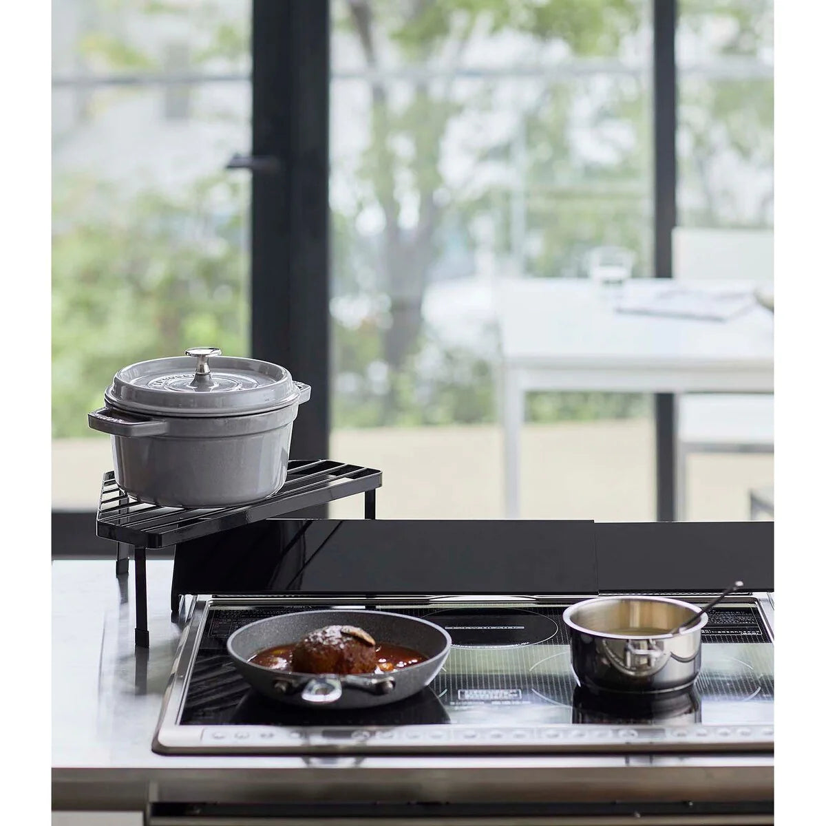 Yamazaki Home Corner Riser - One-Tier, Steel, Holds 11 lbs - L 8.86 x W 13.39 x H 4.41 inches