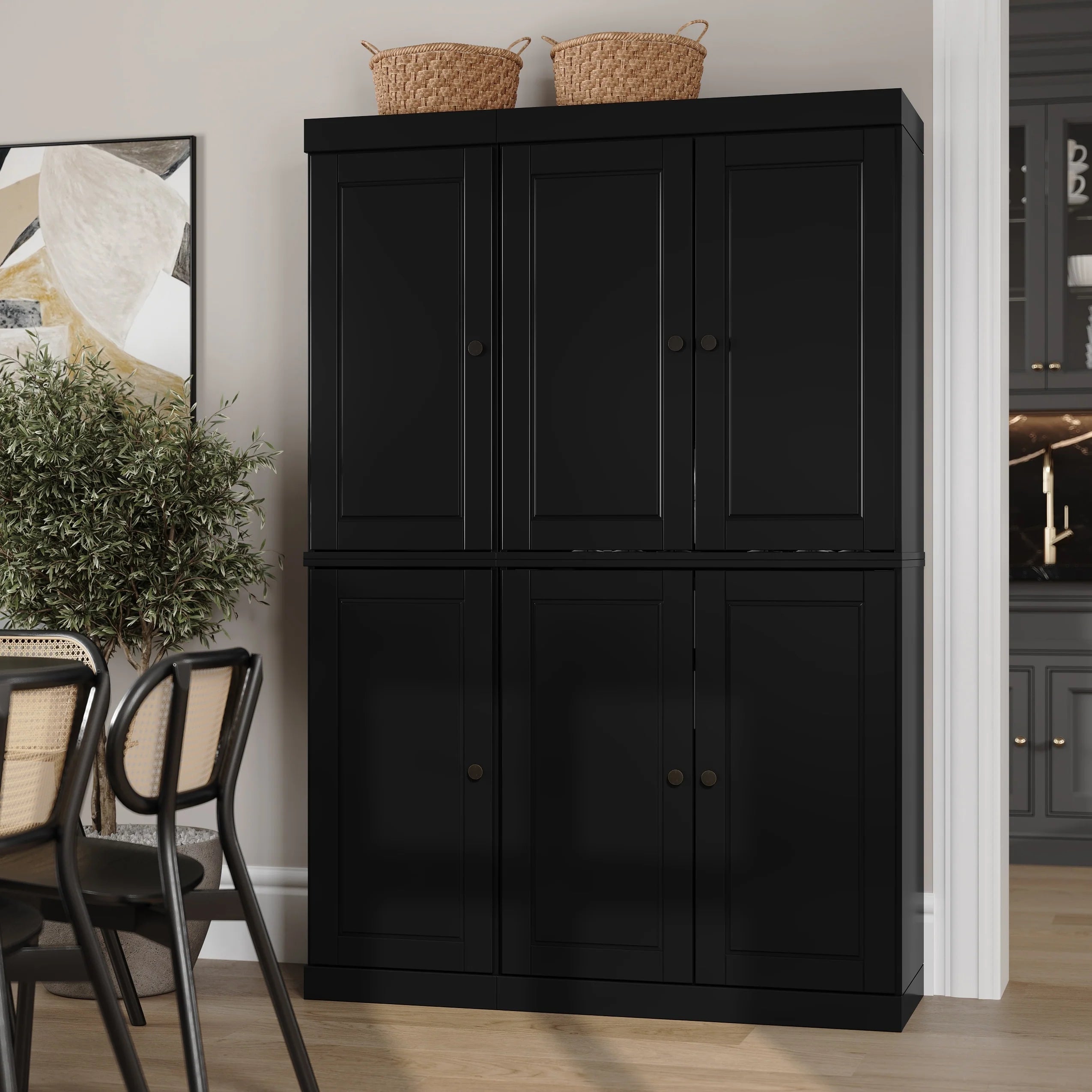 Palace Imports 100% Solid Wood 48.5" China Pantry Cabinet with Solid or Clear Glass Doors and Adjustable Shelves - 48.5" x 71.5"