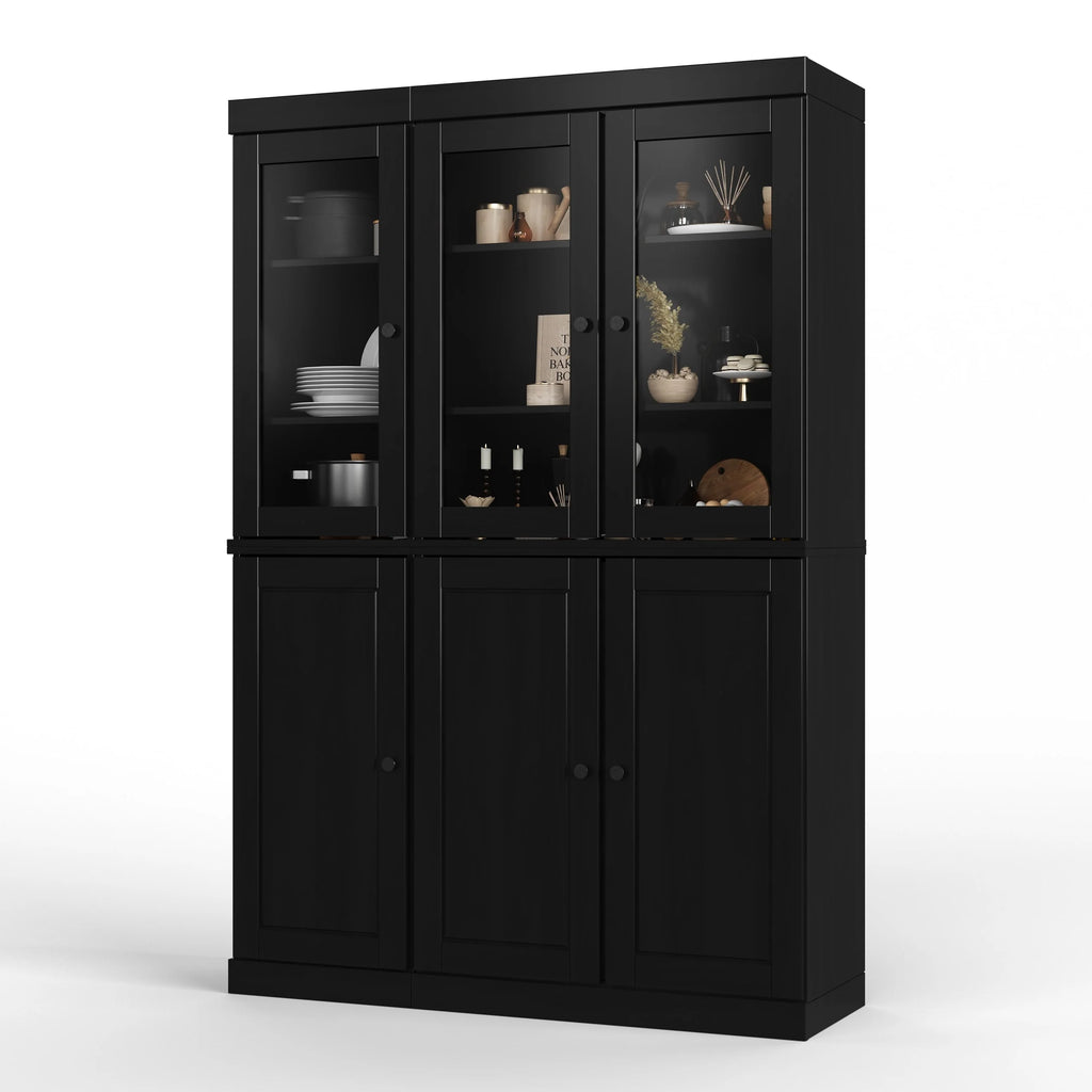 Palace Imports 100% Solid Wood China Pantry with Glass or Solid Wood Doors and 2-Drawers - 48.5" x 71.5"