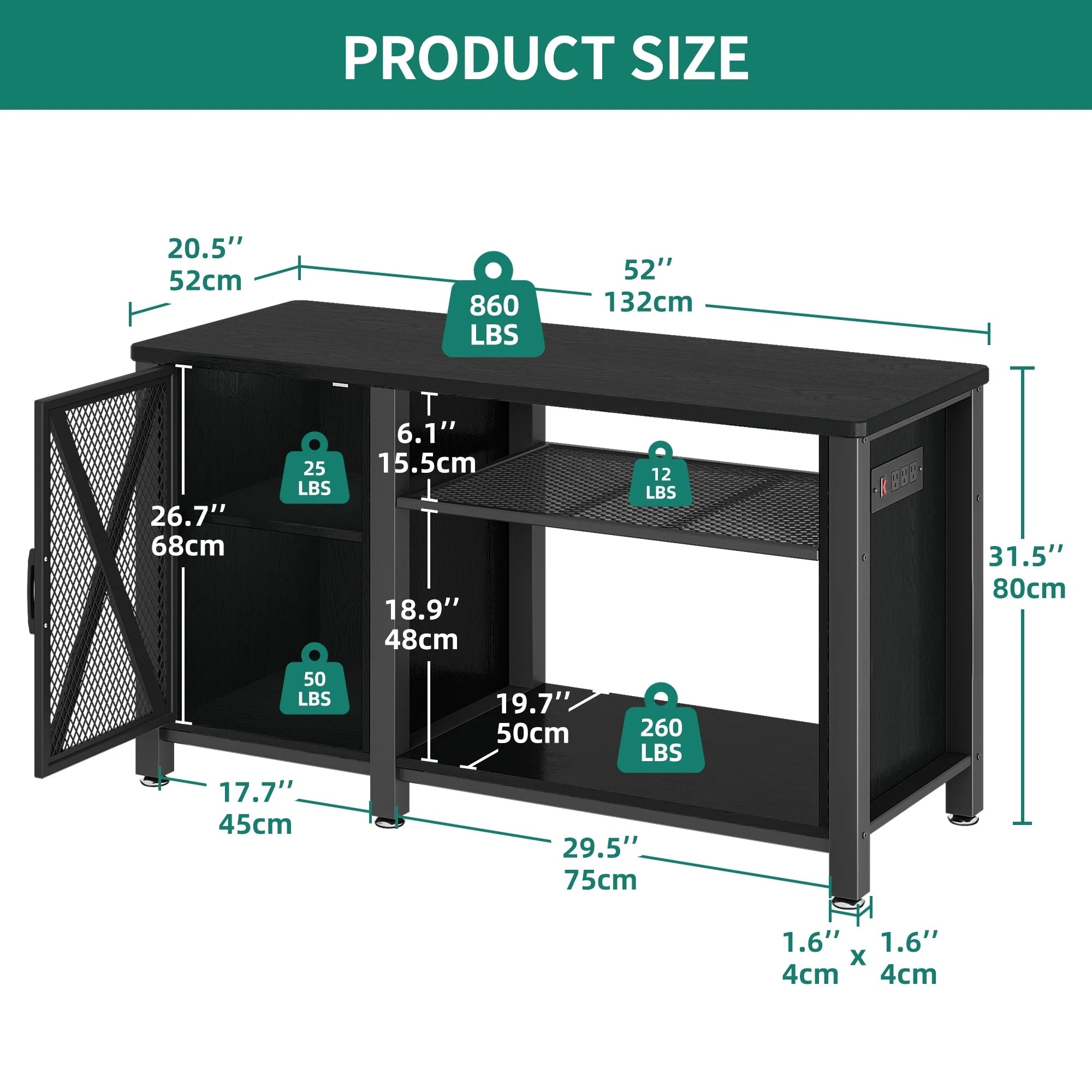 Moasis 55-75 Gallon Aquarium Stand with Power Outlets,Fish Tank Stand with Storage Cabinet