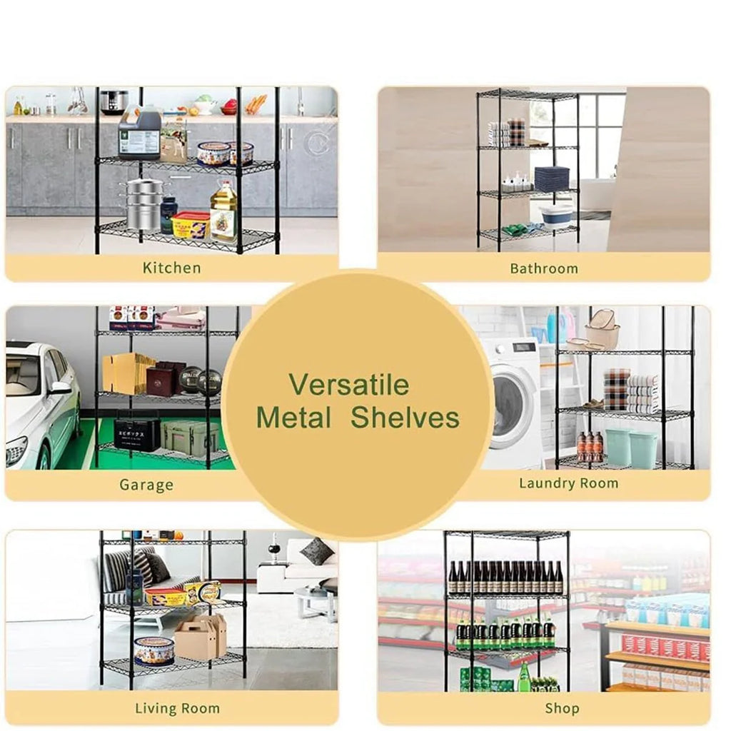 Chrome 4/5-Tier Shelving Unit Heavy-Duty Steel Shelves