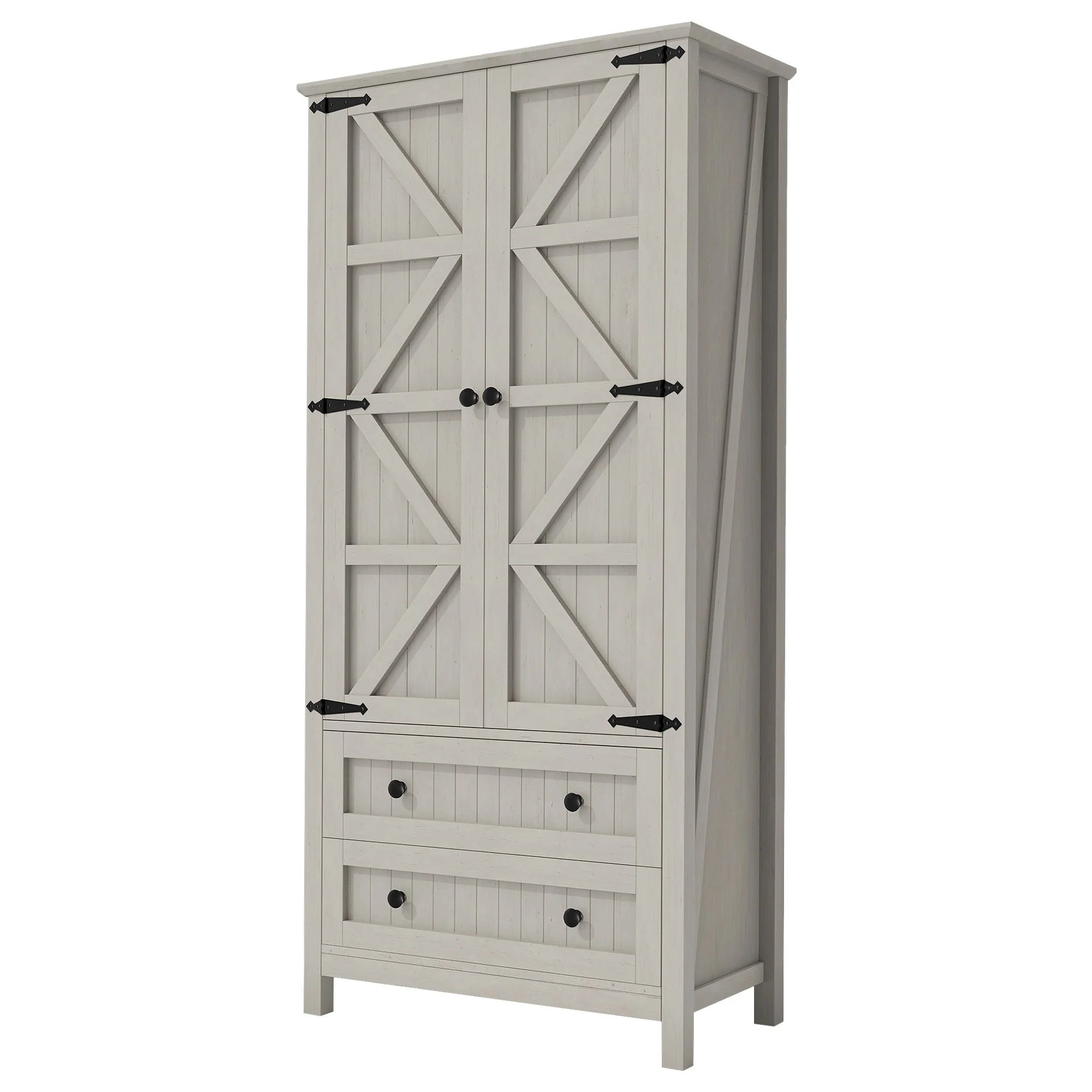 Moasis 64" Farmhouse Tall Kitchen Pantry Storage Cabinet with 2 Drawers & Doors