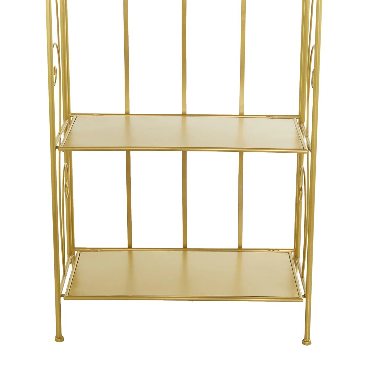 Metal Scroll Indoor Outdoor Tall Folding 5 Shelves Bakers Rack - Gold or White - Roche River Decor