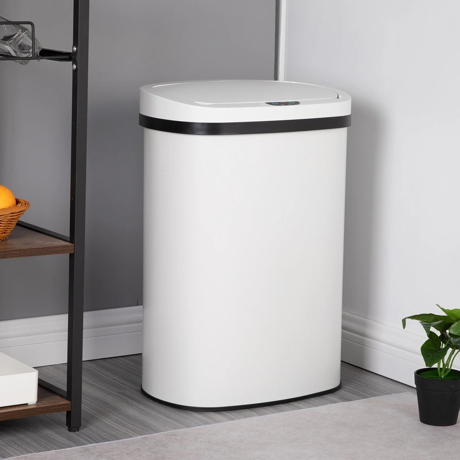 Motion Sensor 13 Gallon 50 Liter Stainless Steel Odorless Slim Trash Can by Furniture of America
