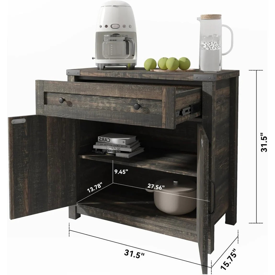 Farmhouse Cabinet with Drawers and Doors 31.5 inch - 15.75"D x 31.5"W x 31.5"H