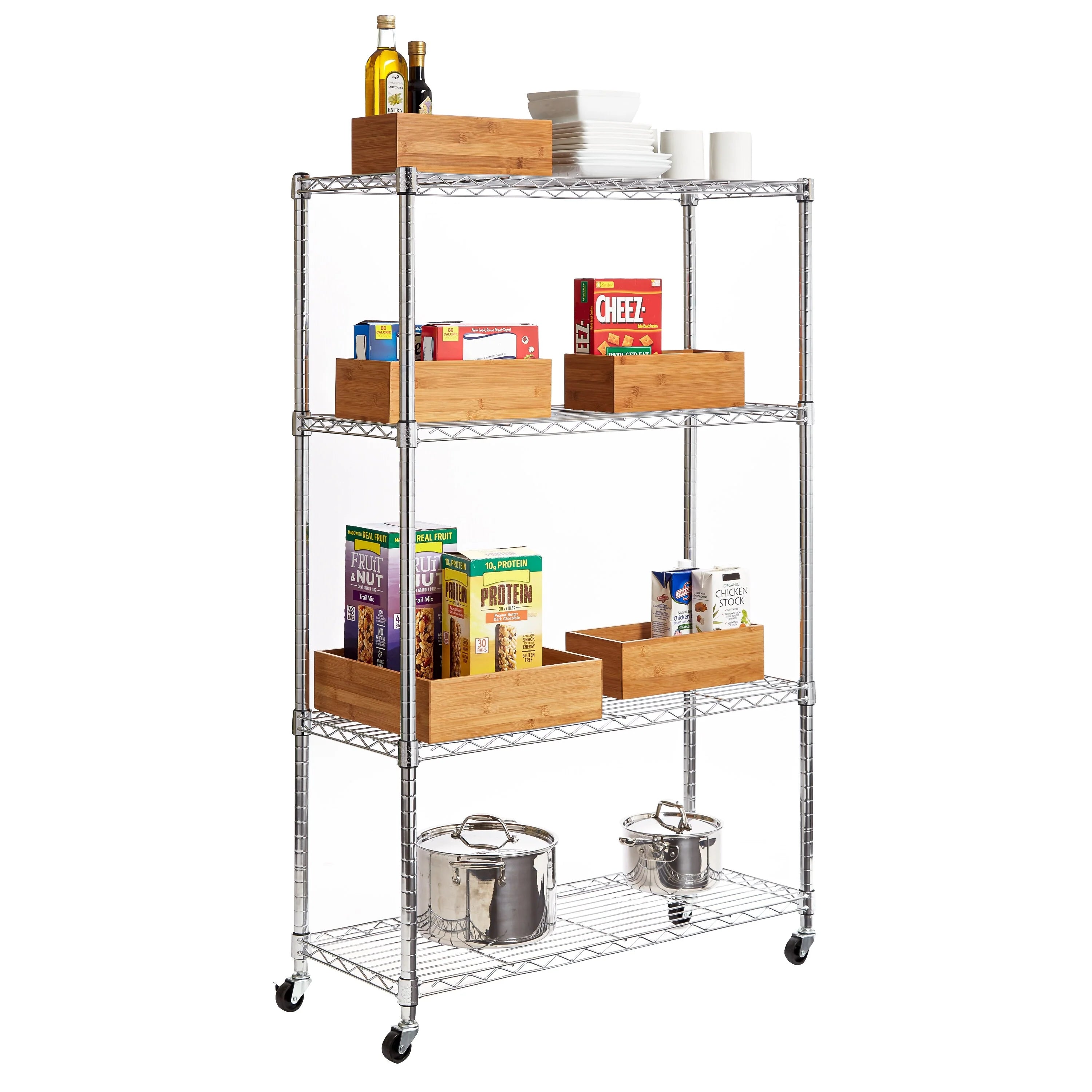 Seville Classics 5-Piece Bamboo Storage Organizer Box Set - Brown