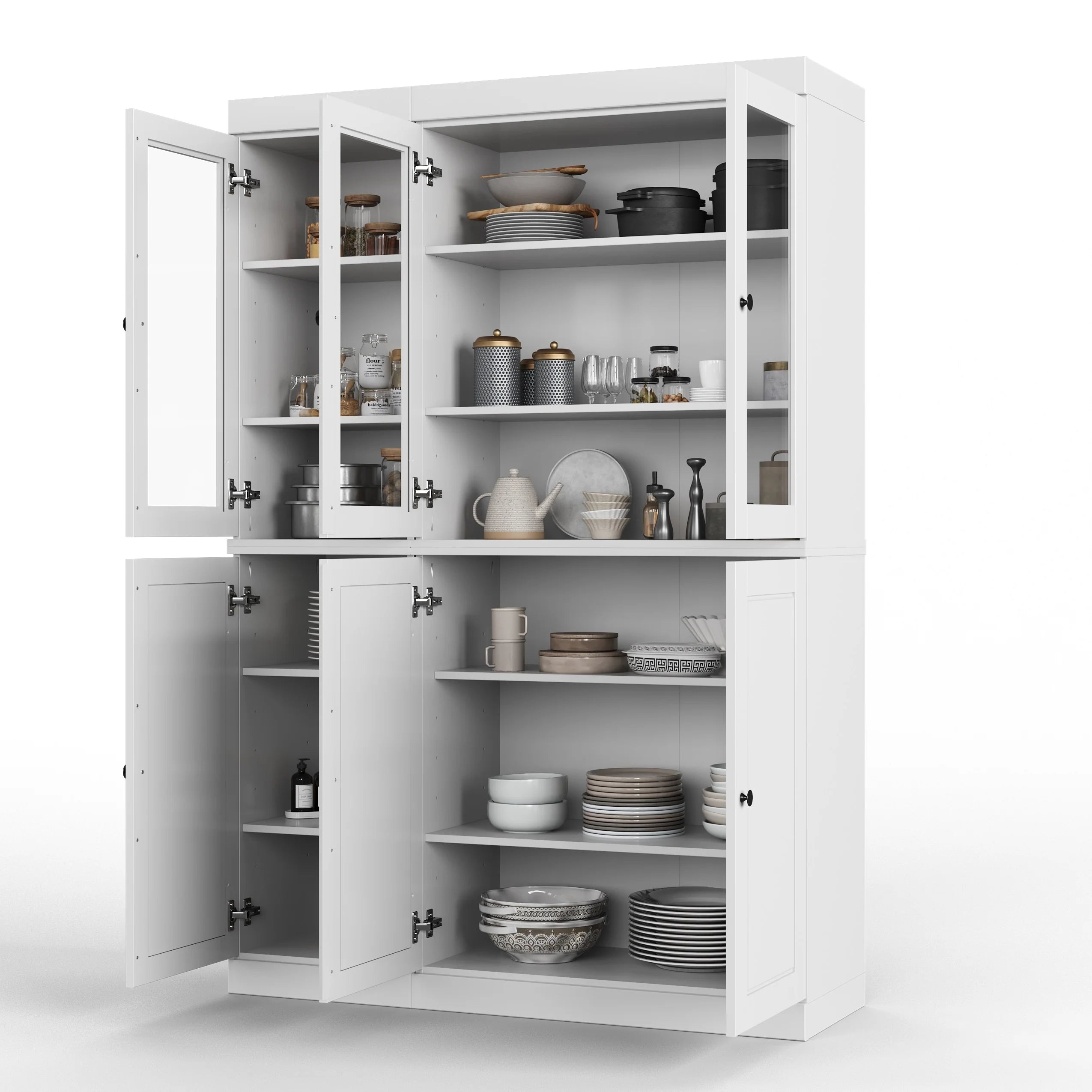 Palace Imports 100% Solid Wood 48.5" China Pantry Cabinet with Solid or Clear Glass Doors and Adjustable Shelves - 48.5" x 71.5"