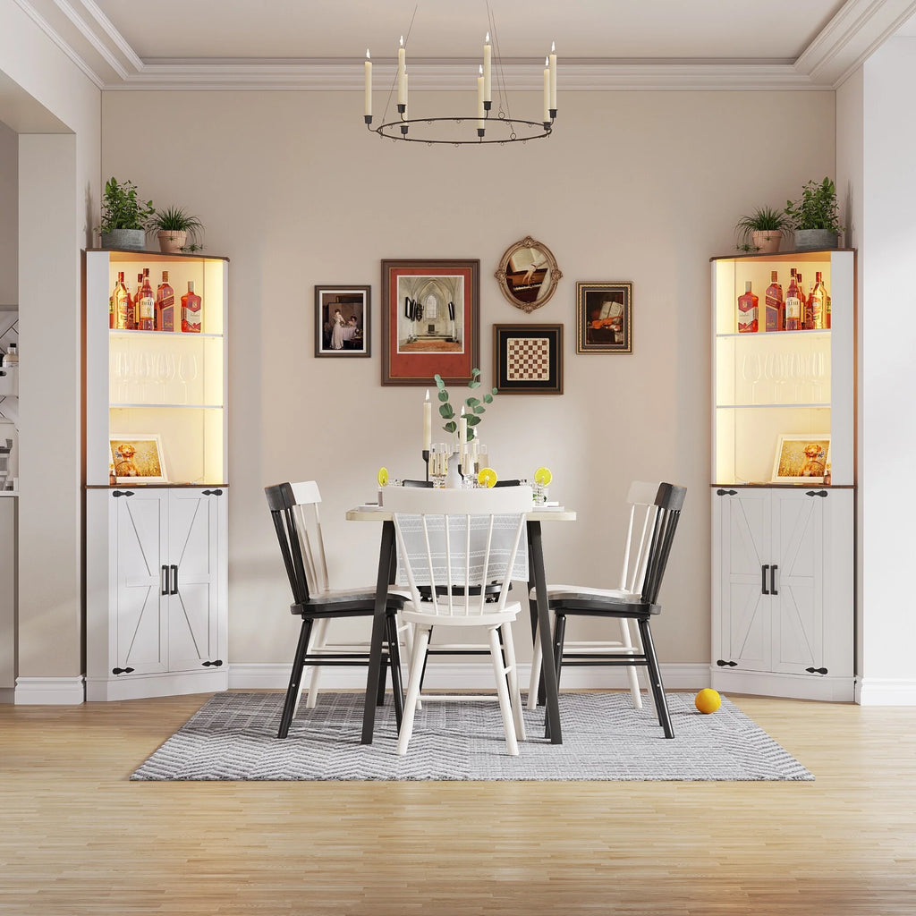 66" Tall Corner Cabinet With Led Light
