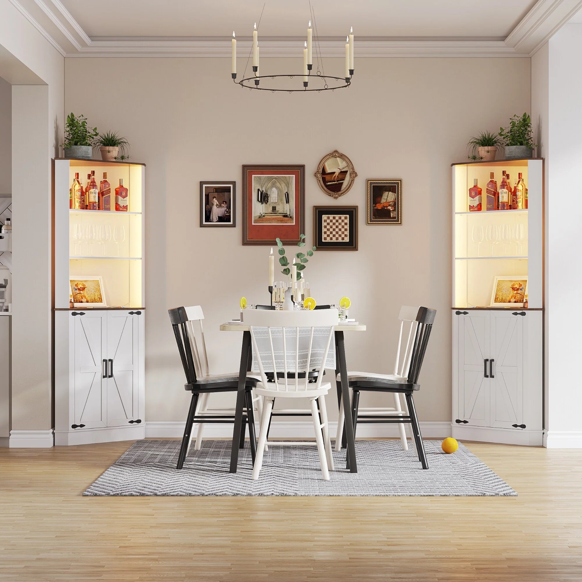 66" Tall Corner Cabinet With Led Light