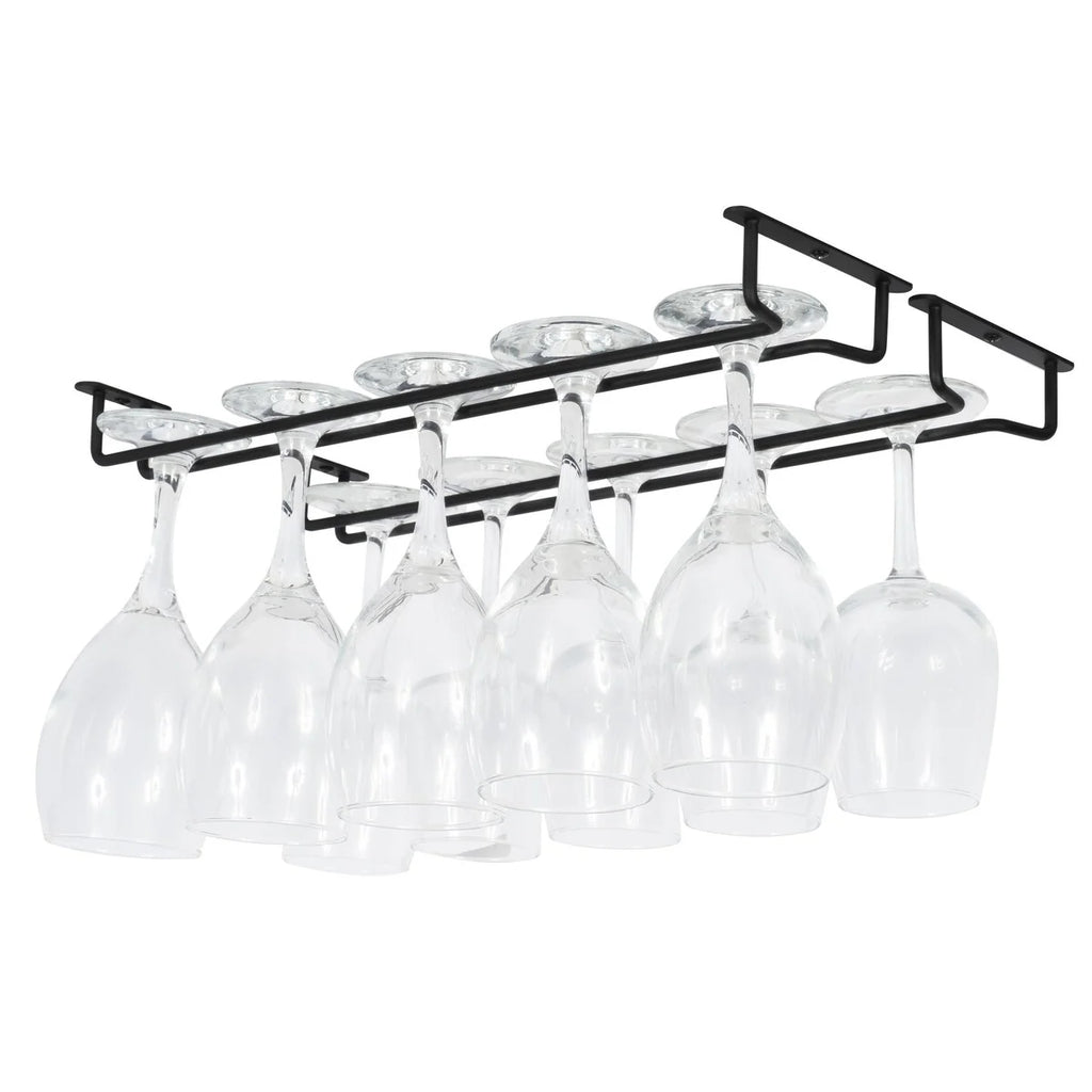 Wallniture Brix Stemware Wine Glass Rack Under Cabinet Storage Metal Glass Hanger (Set of 2)