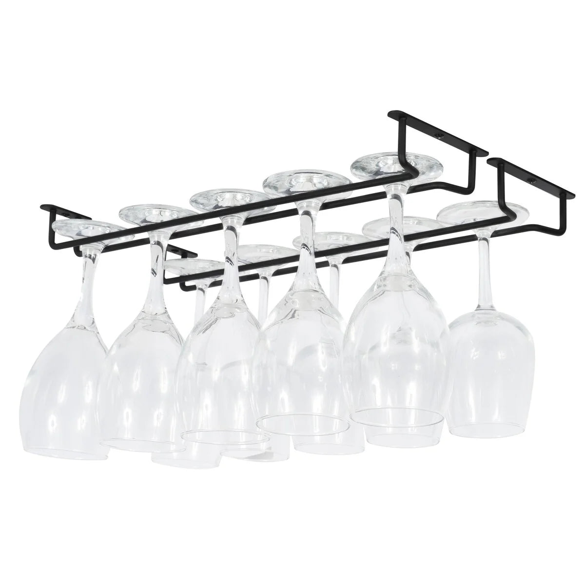 Wallniture Brix Stemware Wine Glass Rack Under Cabinet Storage Metal Glass Hanger (Set of 2)