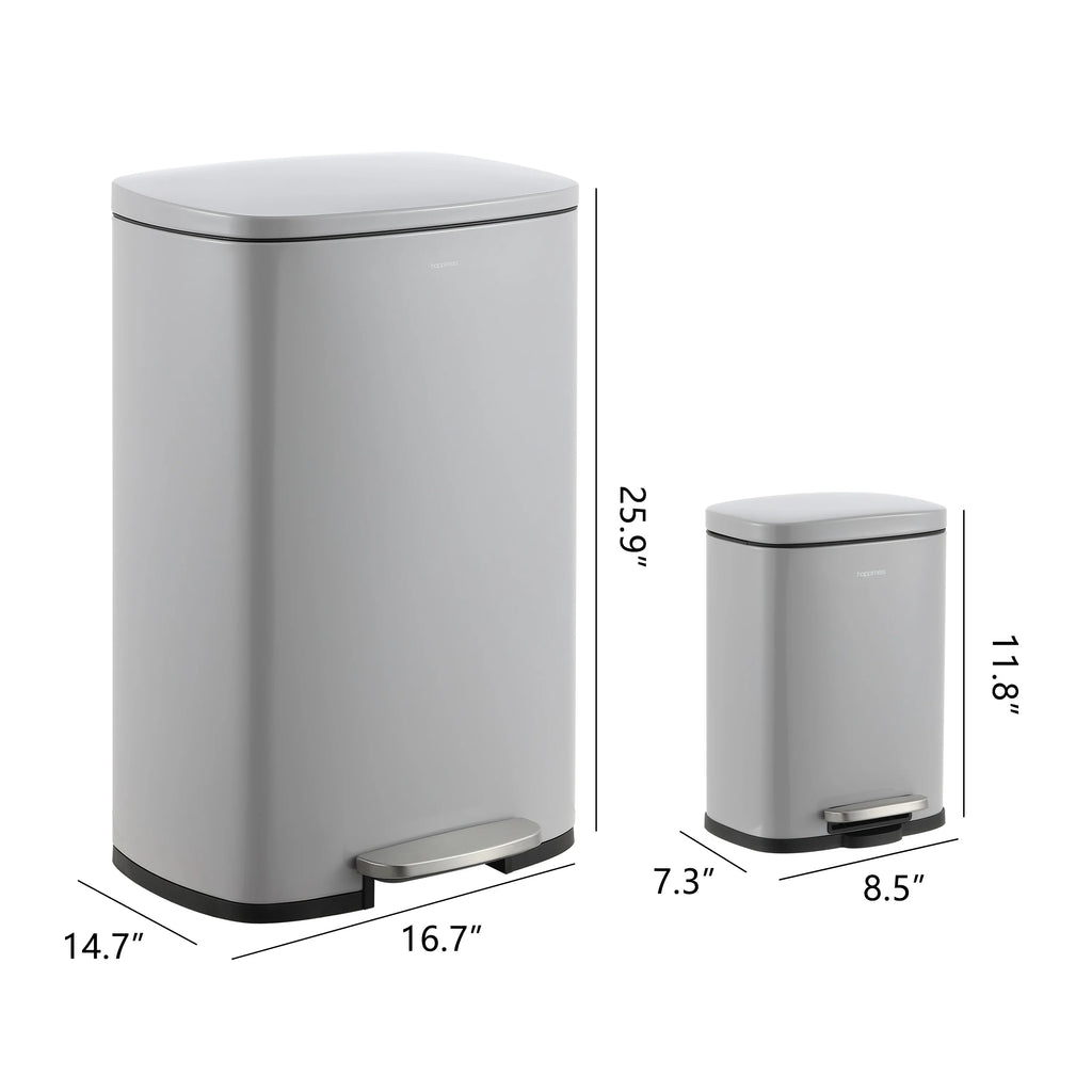 happimess 13-Gallon Trash Can with Soft-Close Lid and FREE Mini Trash Can