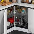 28 Inch Metal Pie Cut 2 Shelf Lazy Susan Set