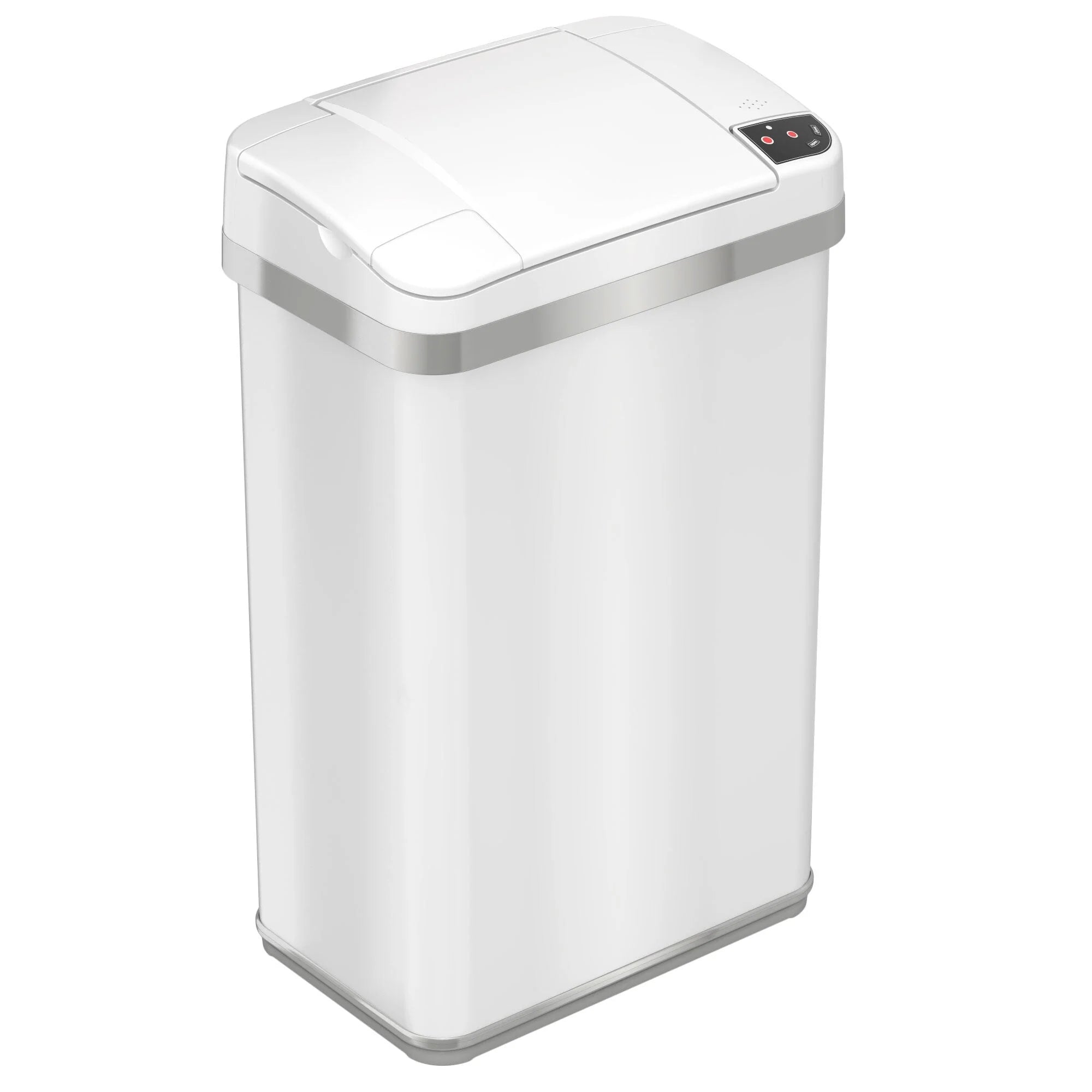 iTouchless 4 Gal White Stainless Steel Sensor Bathroom Trash Can