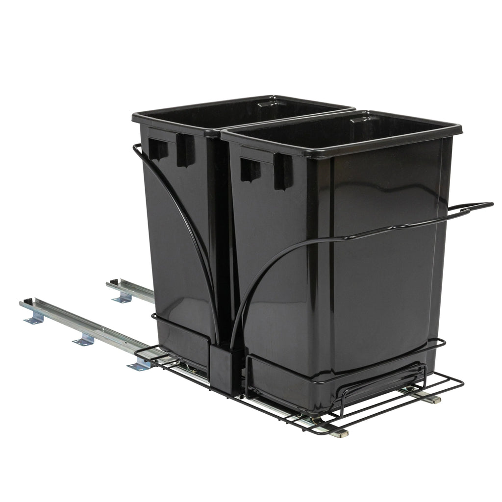 Household Essentials Chrome-Plated Steel Pull-Out/Slide-Out Double Trash Cans