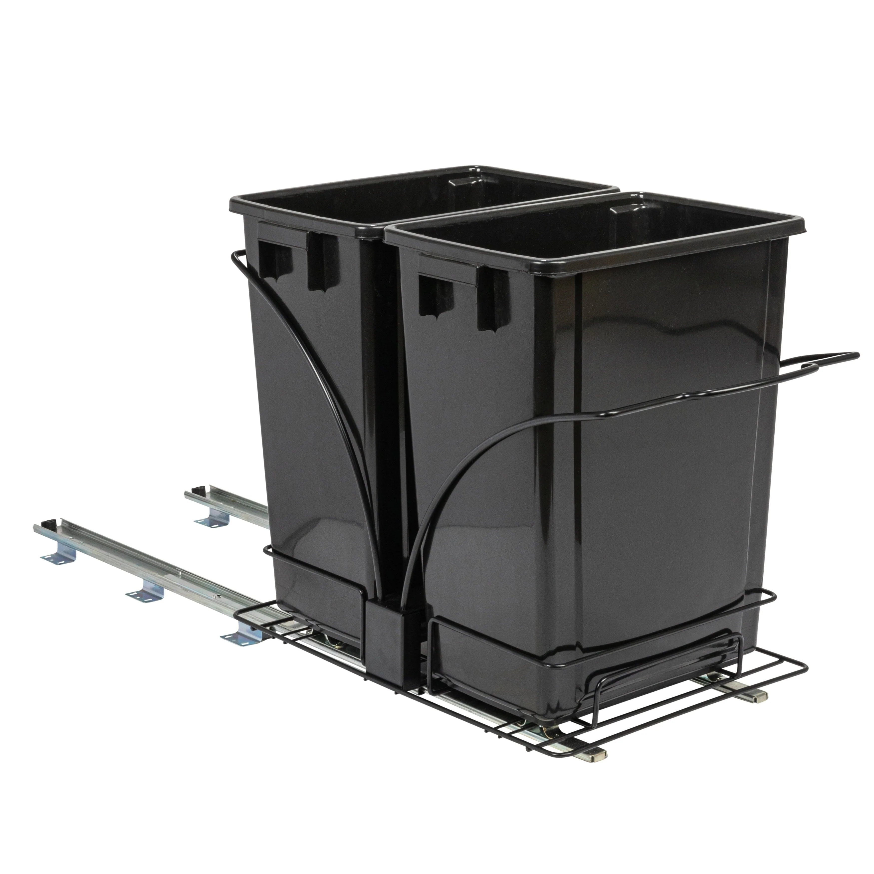 Household Essentials Chrome-Plated Steel Pull-Out/Slide-Out Double Trash Cans
