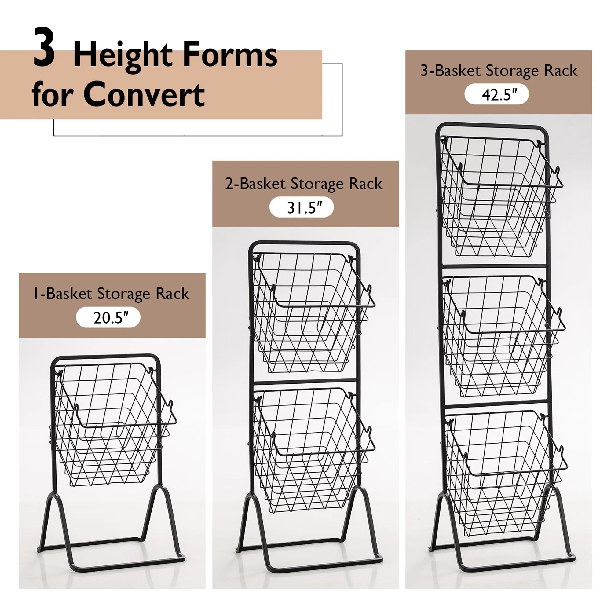 Costway 3-Tier Wire Fruit Basket Stand Kitchen Snack Vegetable Storage - See Details