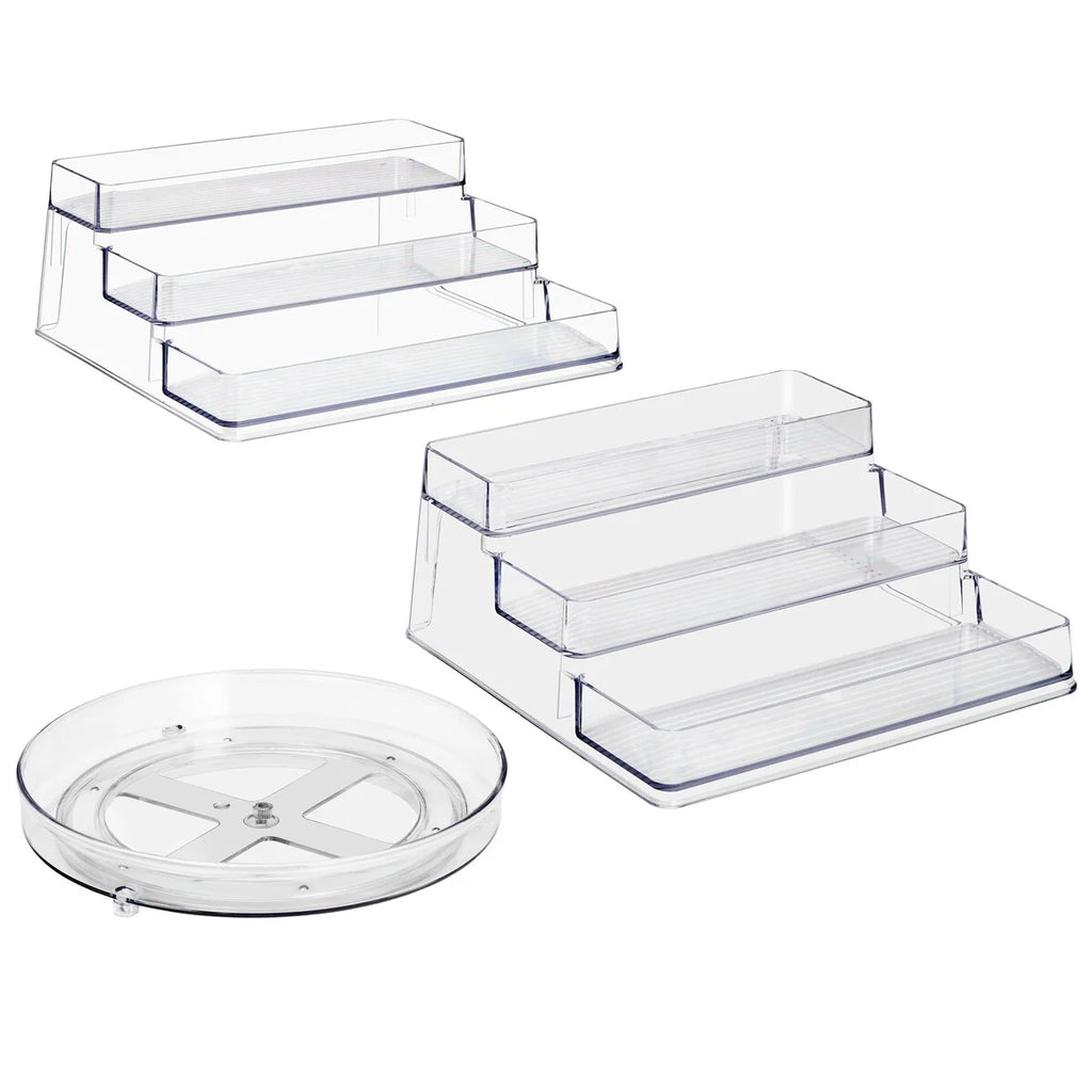 Sorbus Spices Organizer Set with Lazy Susan and 3-Tier Spice Shelf - 10" L x 9.25" W x 4" H