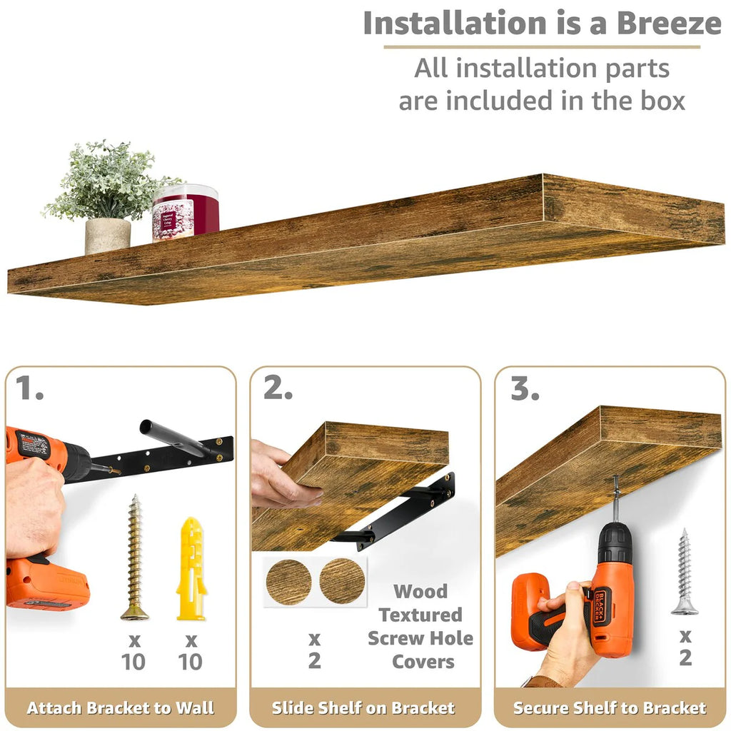 Sorbus Long Floating Shelves for Wall Set of 2 - 35"L x 9"W x 1.5"H