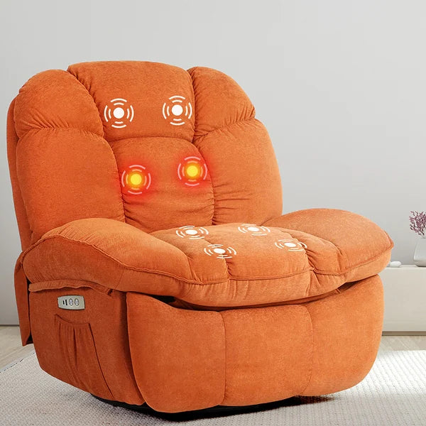 🔥 Heated Massage Power Recliner Chair – 8-Point Massage, 270° Swivel, Rocking & USB-C Charging