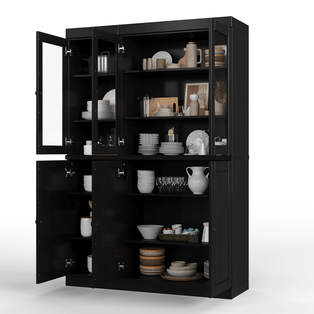 Palace Imports 100% Solid Wood 48.5" China Pantry Cabinet with Solid or Clear Glass Doors and Adjustable Shelves - 48.5" x 71.5"