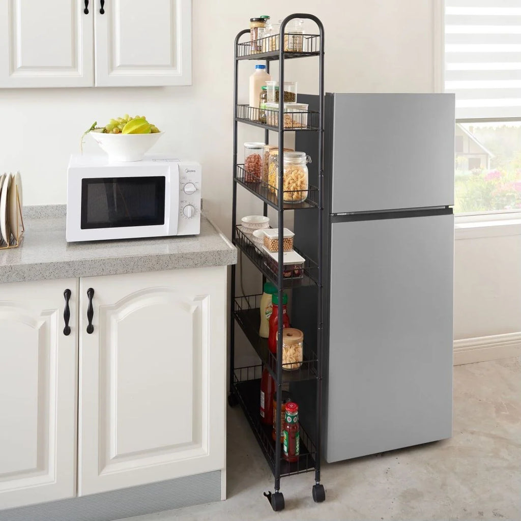 6-Tier Rolling Cart Gap Kitchen Slim Slide Out Storage Tower Rack with Wheels