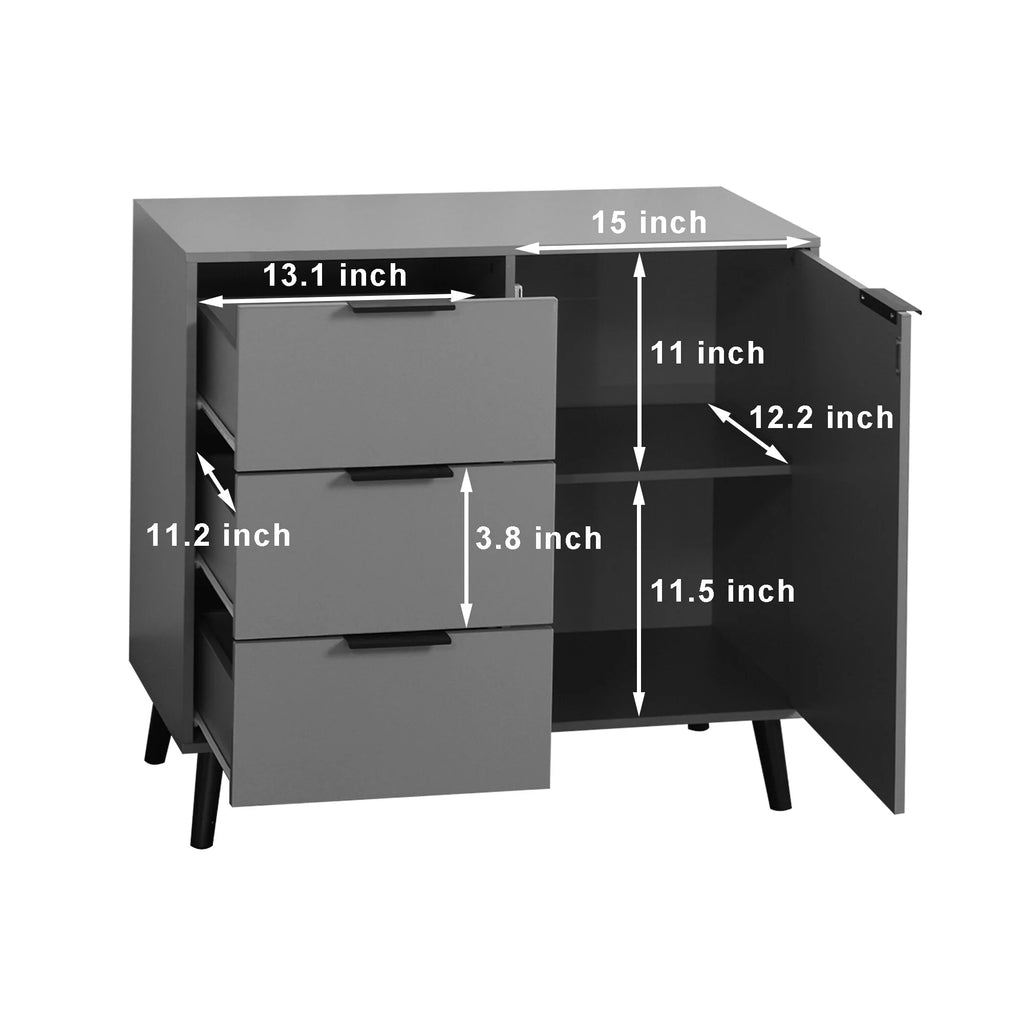Sideboard Buffet Cabinet with Storage, Wood Coffee Bar Cabinet with Drawers & Doors