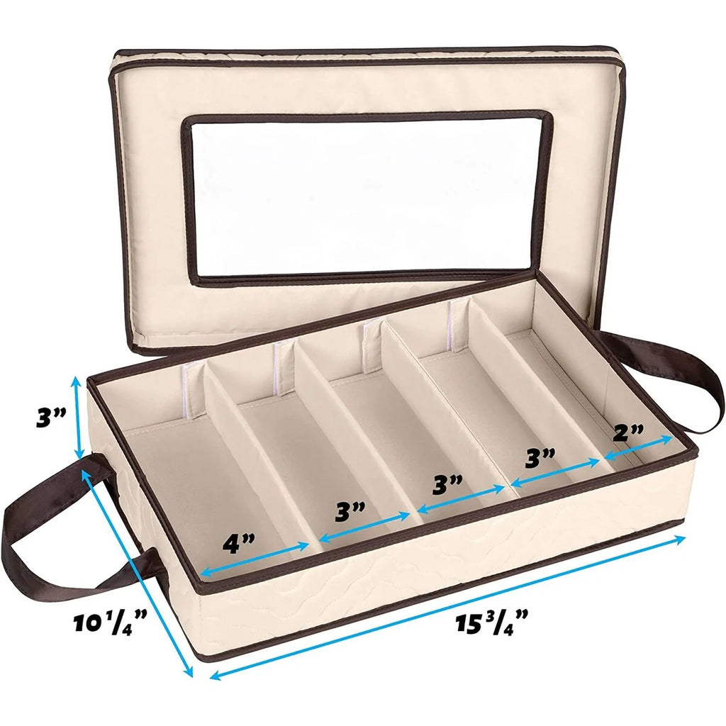 Flatware,Cutlery Utensil Storage Case Durable 5 Compartment Container - Brown