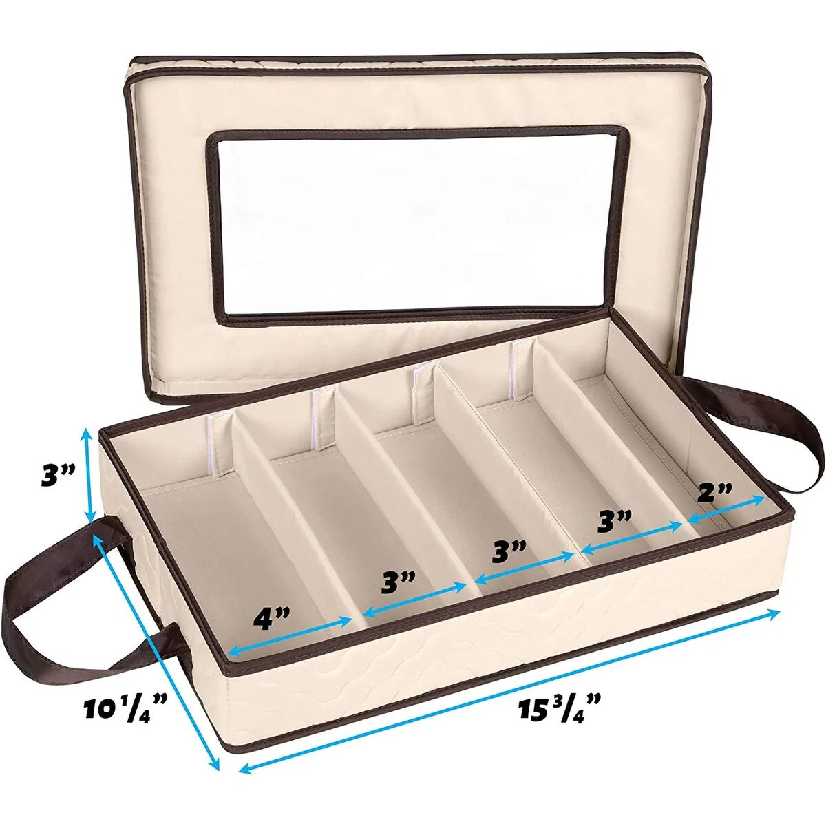 Flatware,Cutlery Utensil Storage Case Durable 5 Compartment Container - Brown