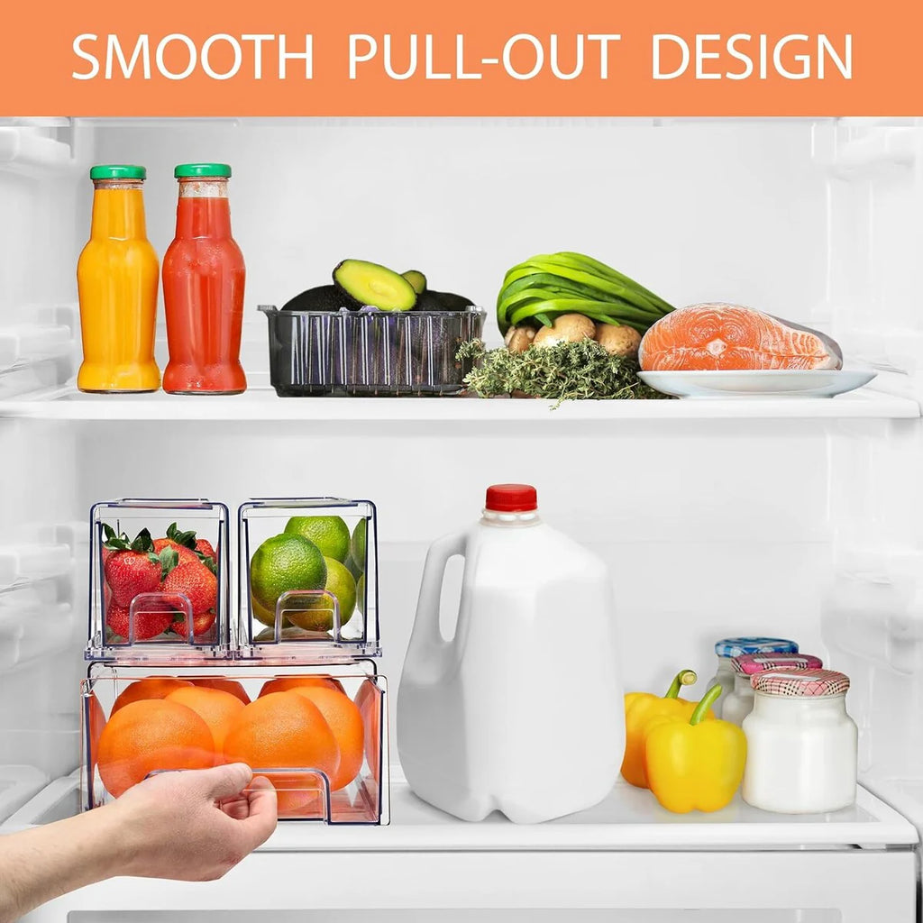 Sorbus Fridge Drawers Clear Stackable Pull-Out Refrigerator Food Kitchen Freezer Vanity - 1 Medium, 2 Small Bins (3 Pack)