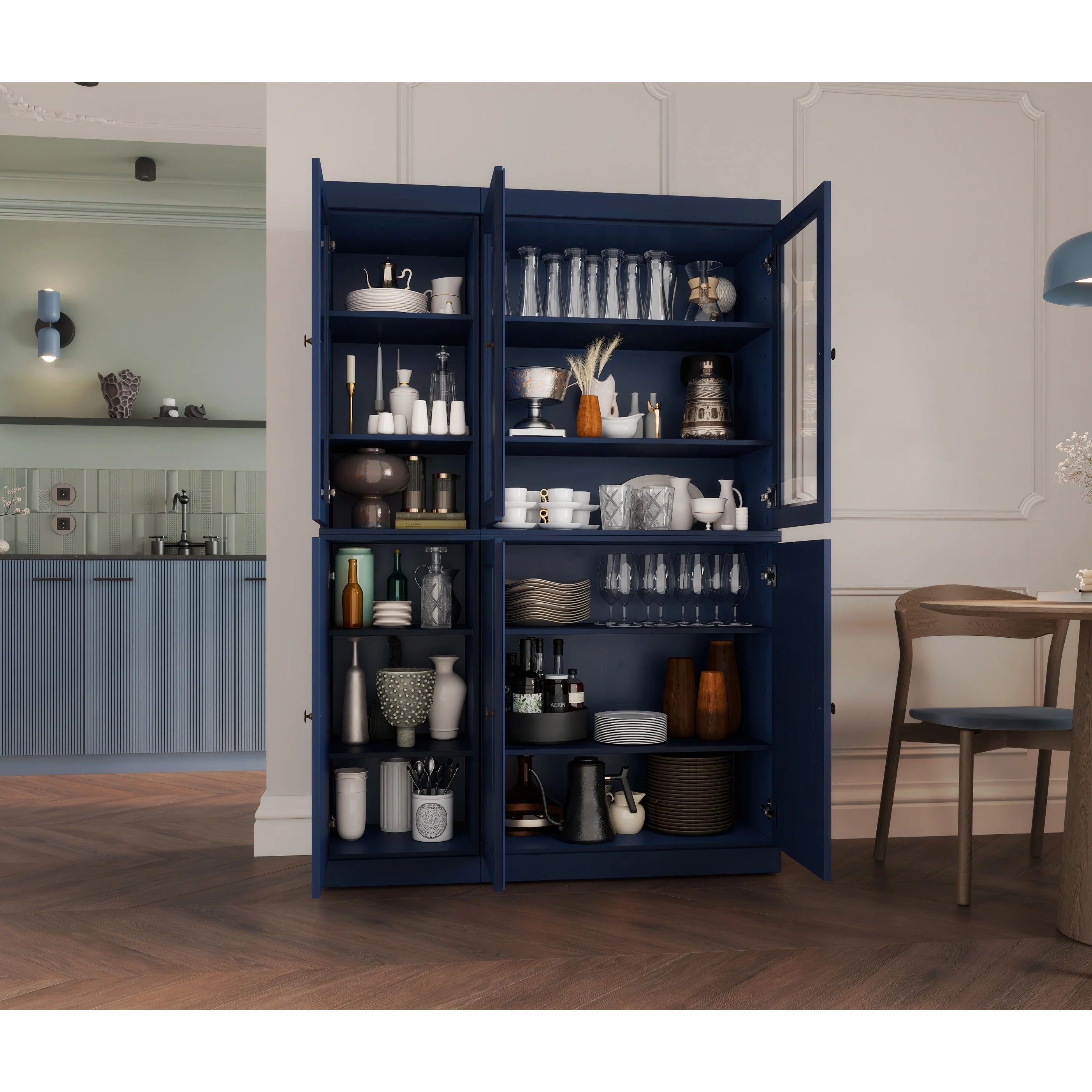 Palace Imports 100% Solid Wood 48.5" China Pantry Cabinet with Solid or Clear Glass Doors and Adjustable Shelves - 48.5" x 71.5"