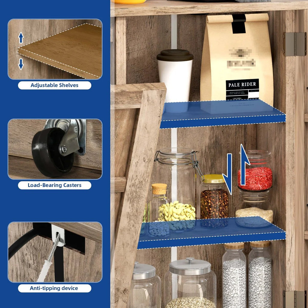 Moasis Kitchen Tilt Out Trash Cabinet Fits 13 Gallon Cabinet Trash Can with Outlet and Adjustable Shelves