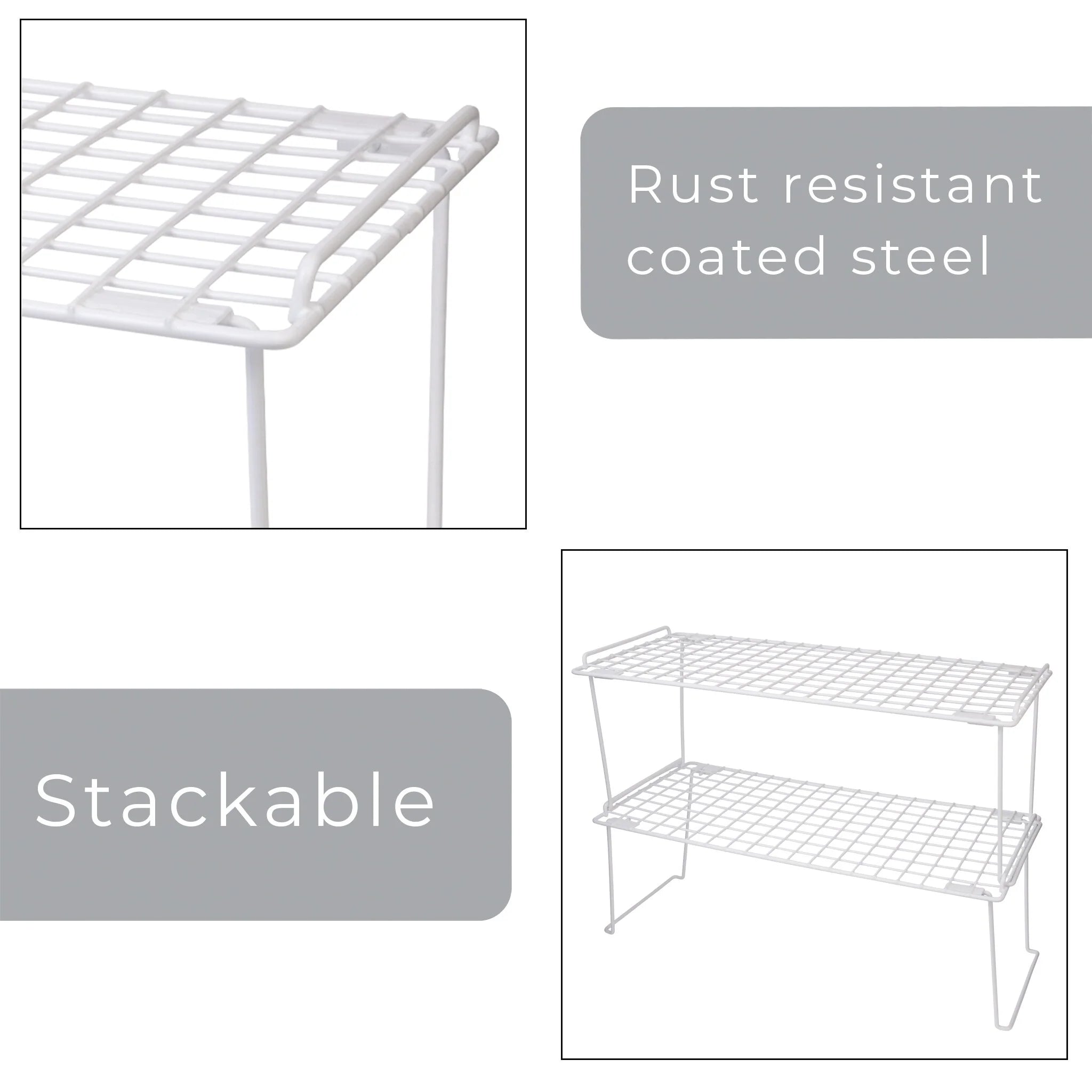 Smart Design Stacking Cabinet Shelf Rack - Extra Large 22 x 10 inch